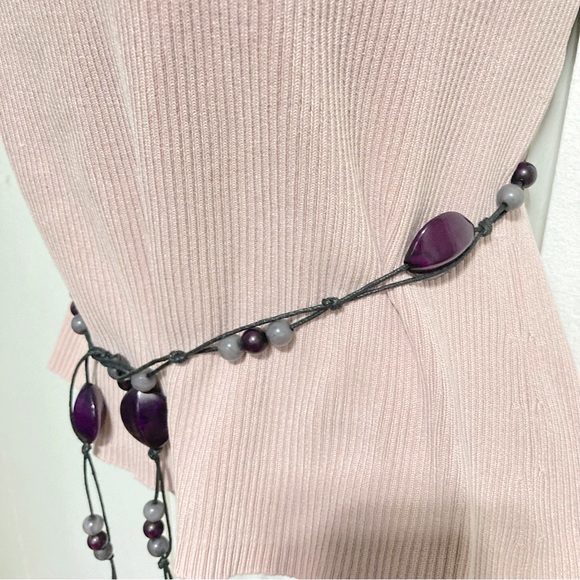 Boho Bohemian Long Beaded Self Tie Dress Tie Belt - Picture 4 of 7